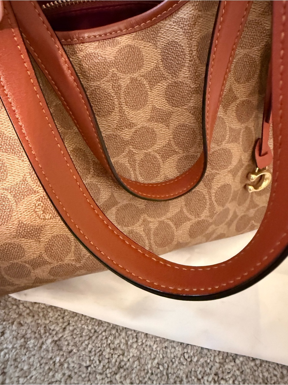 Coach Brown Signature Canvas Shoulder Hobo with Saddle Leather Trim - Picture 5 of 9